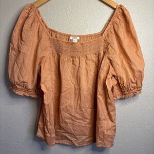a.n.a Women's Orange Puff Sleeve Top